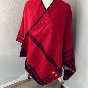 Parsley and Sage Reversible Wrap Red Black with Colorful Edging Stripes